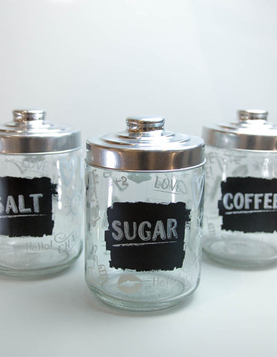 Conjunto potes de vidros para café/sal/açúcar
