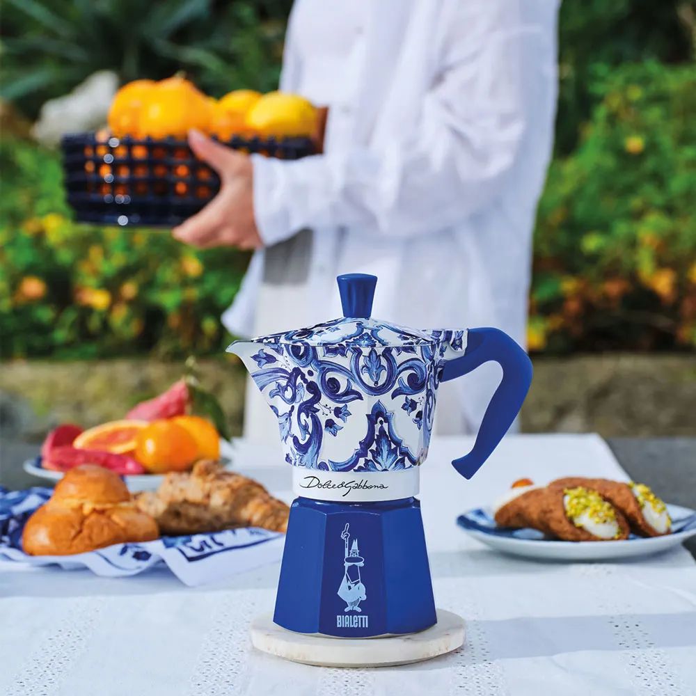 Cafeteira Italiana Bialetti Moka Express D&G Blu Mediterraneo