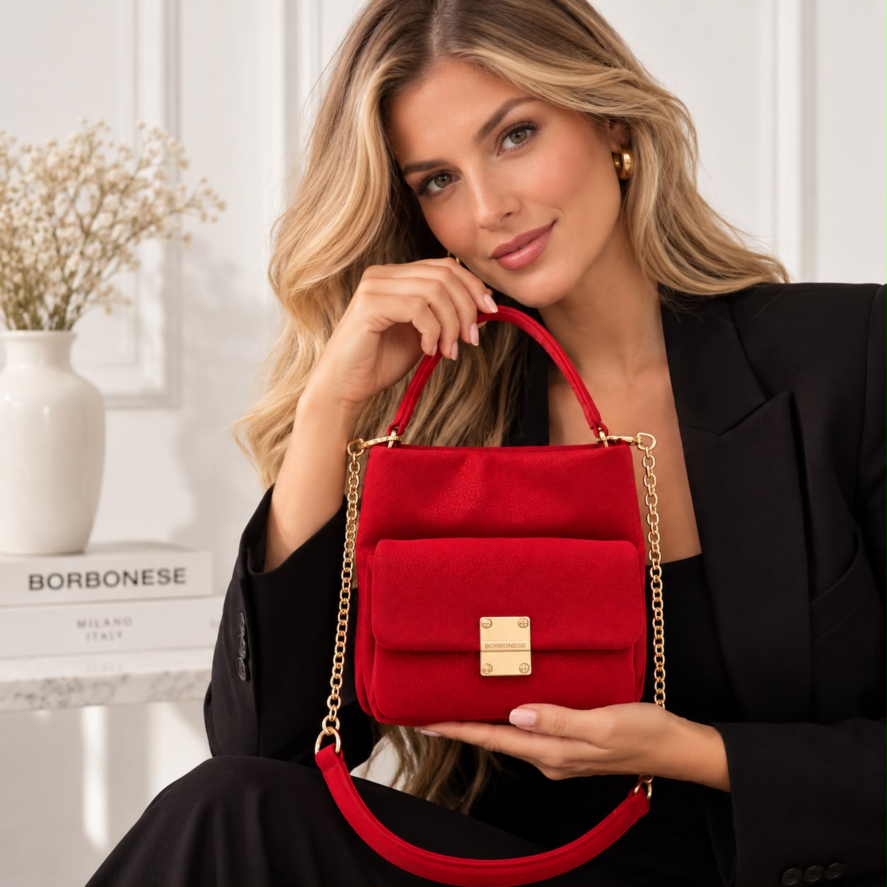 Bolsa Sequiello em tecido tecno Borbonese