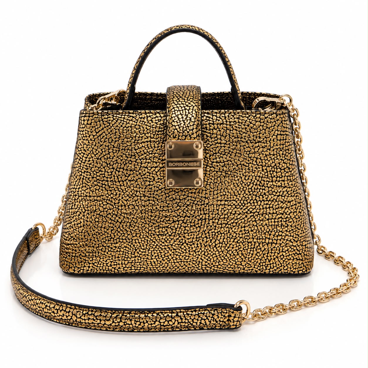 Bolsa Mini CT em couro metalizado Borbonese