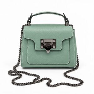 Bolsa em couro grey Federica Made in Italy
